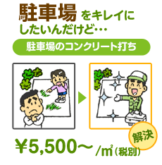 駐車場をキレイにしたいんだけど…駐車場のコンクリート打ち￥5,500～/㎡